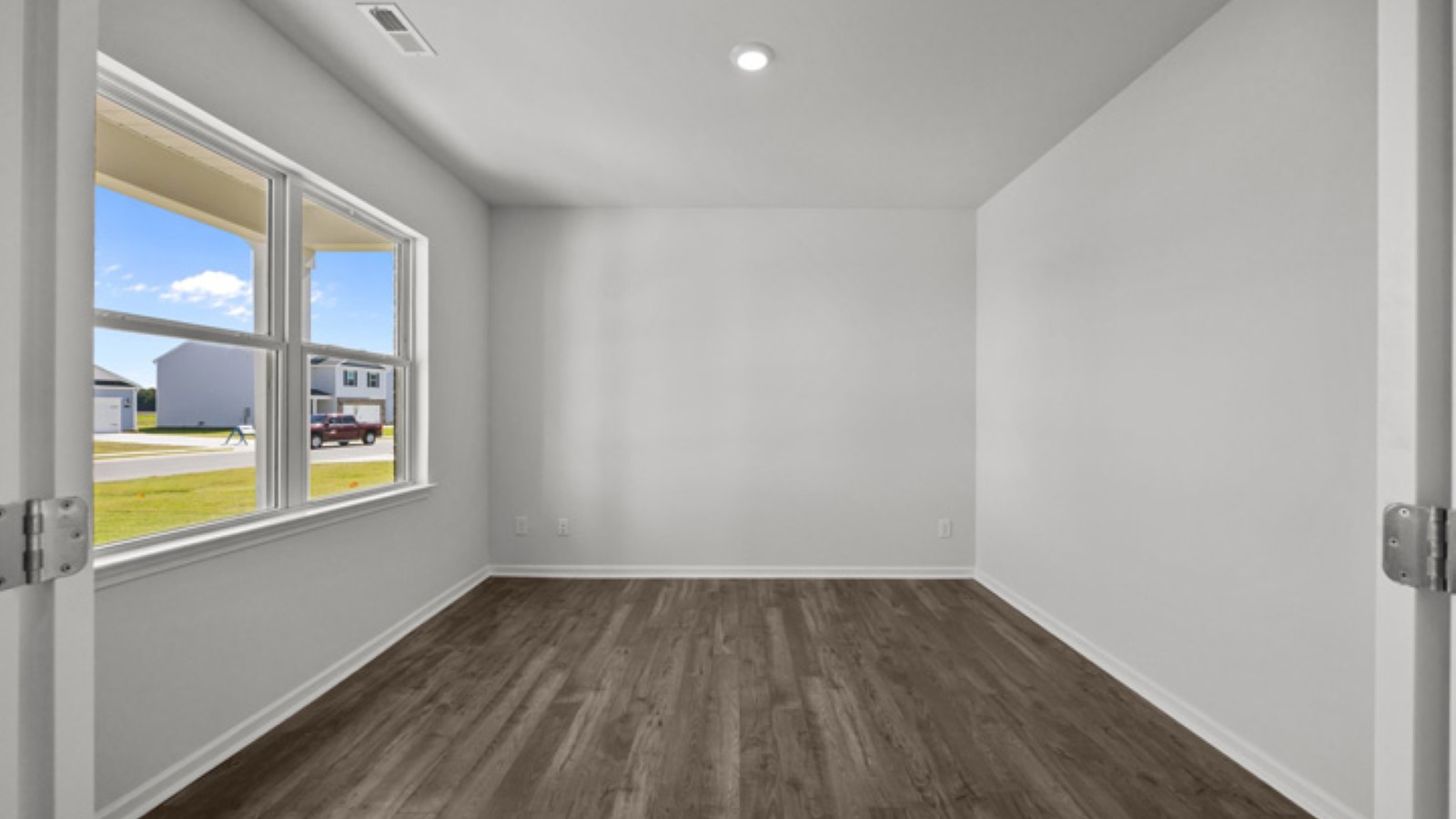 Study with double hung french doors