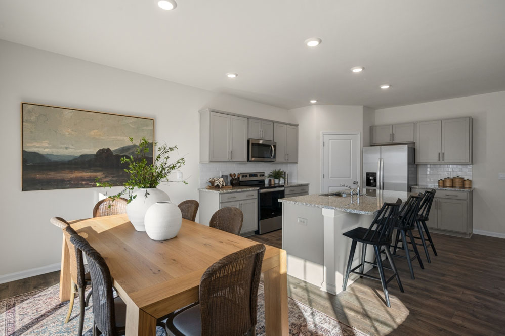 spacious dining room next to the kitchen