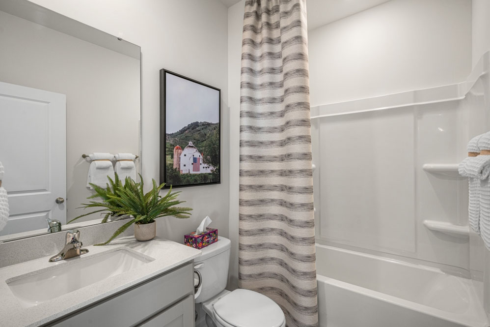 bathroom with a vanity sink, toilet and shower