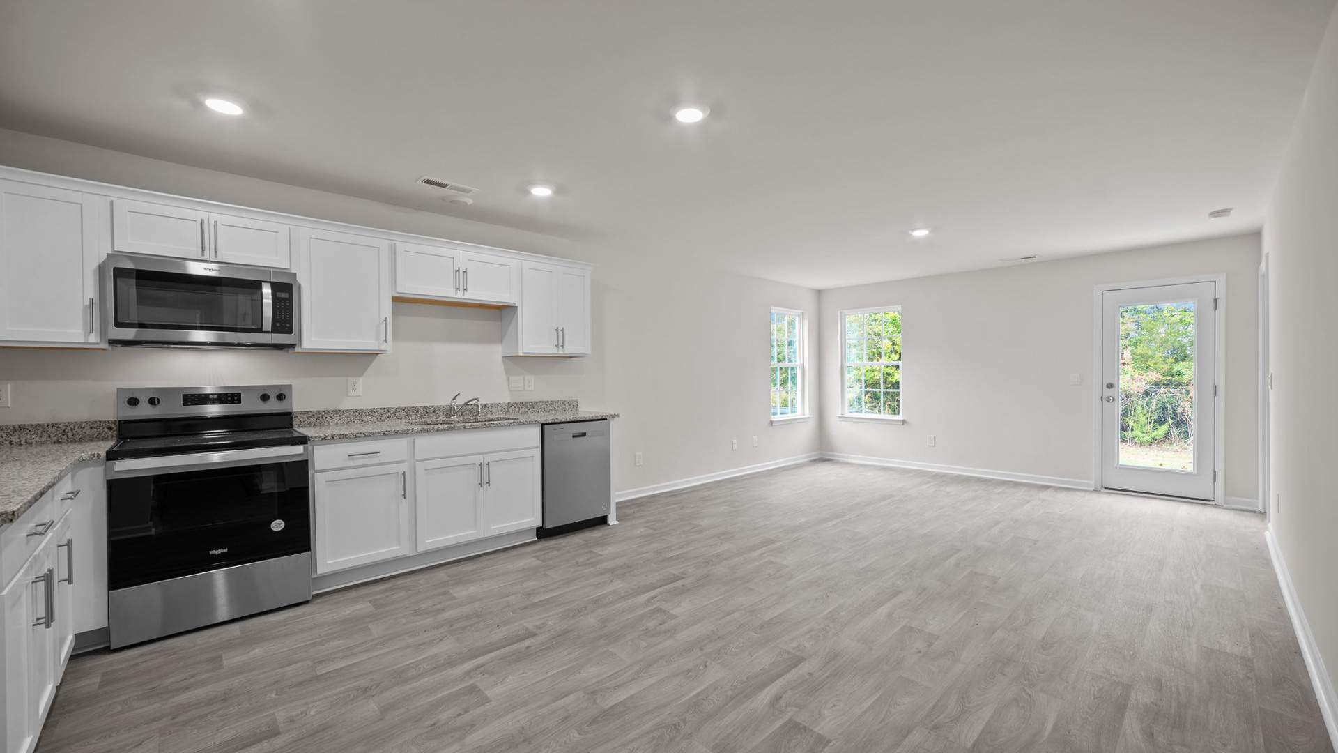 kitchen and living room