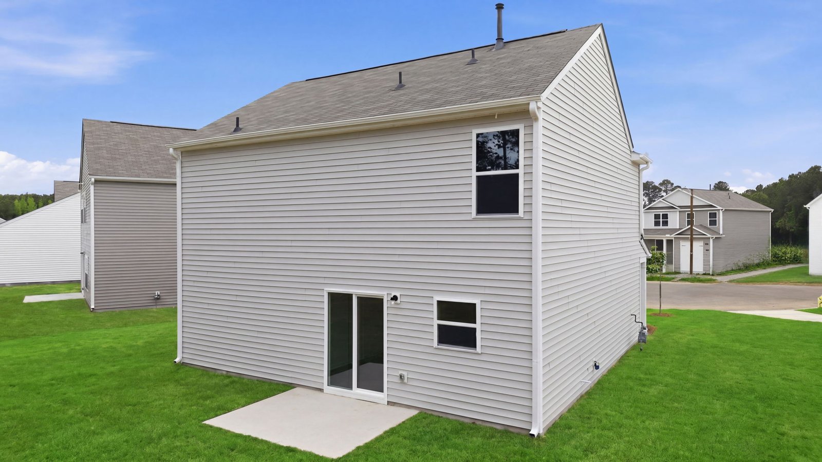 back of the two story home view and back yard