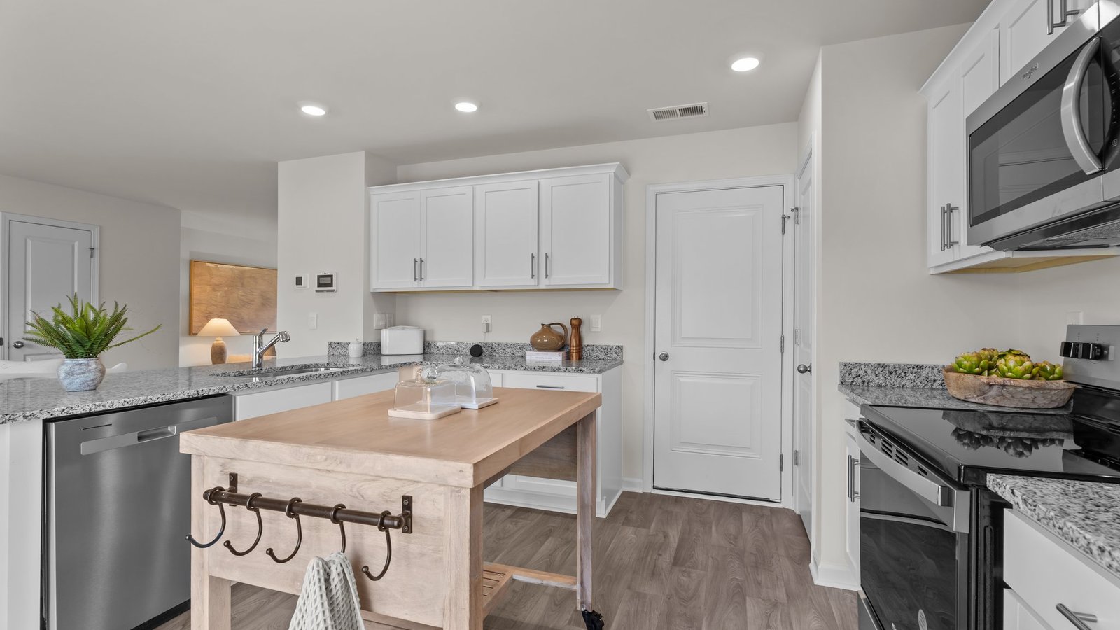Kitchen area with stainless steel appliances