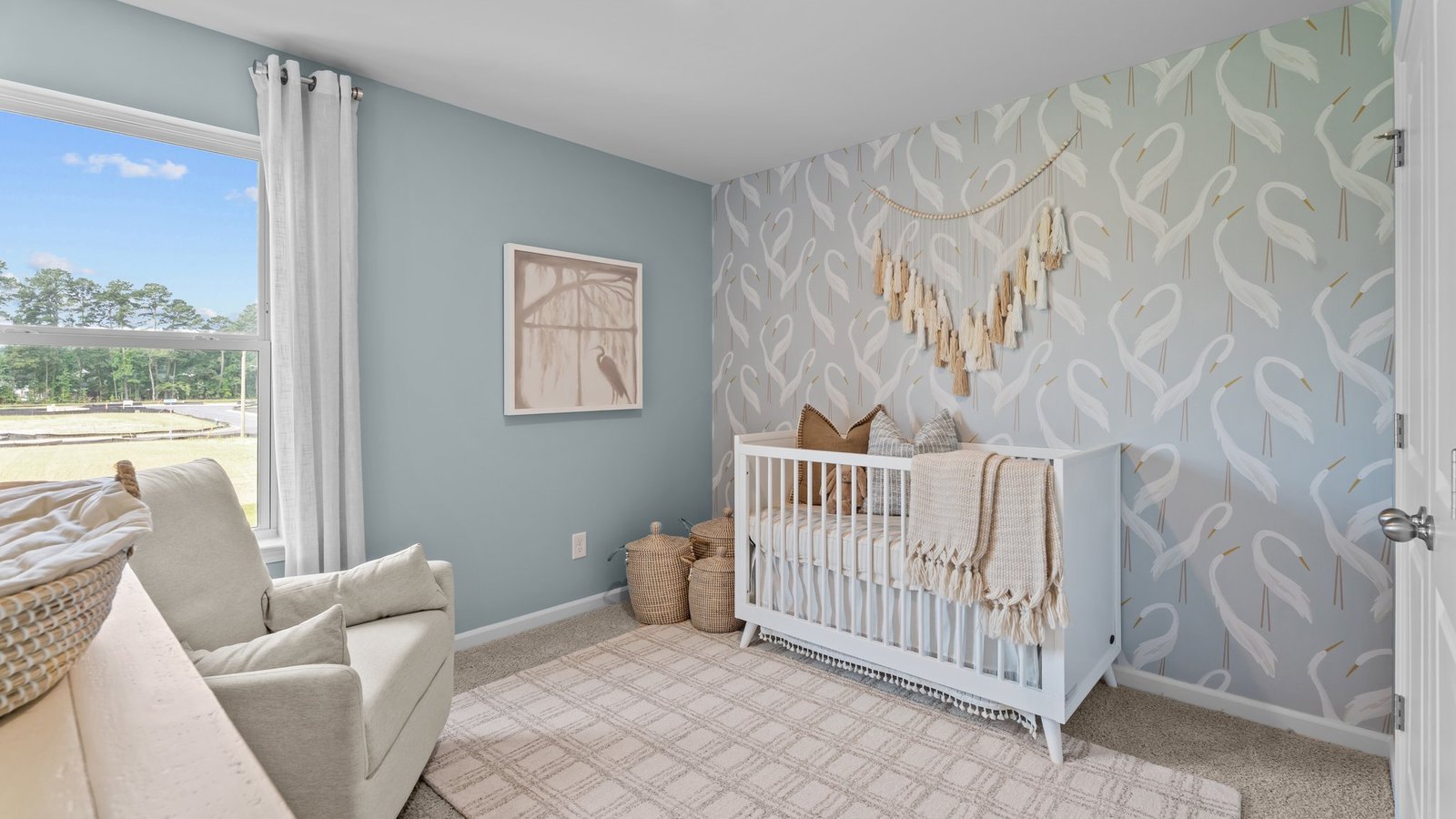 Bedroom with large open window