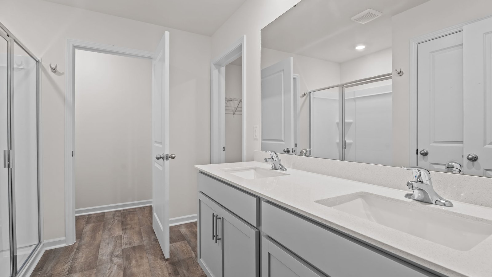 primary bathroom with double vanity