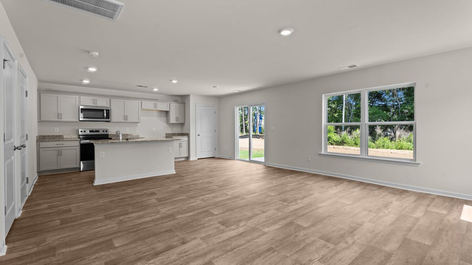 open concept living and kitchen area