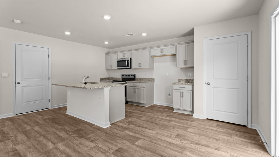open concept living and kitchen area