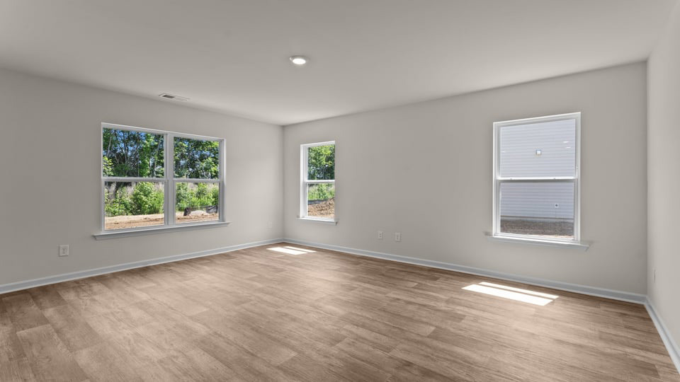 open concept living and kitchen area