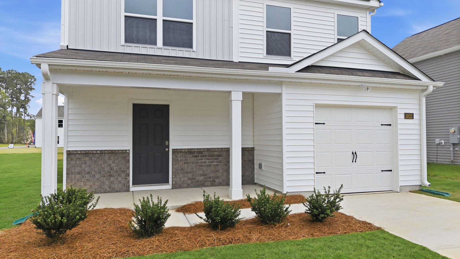 covered front porch and garage