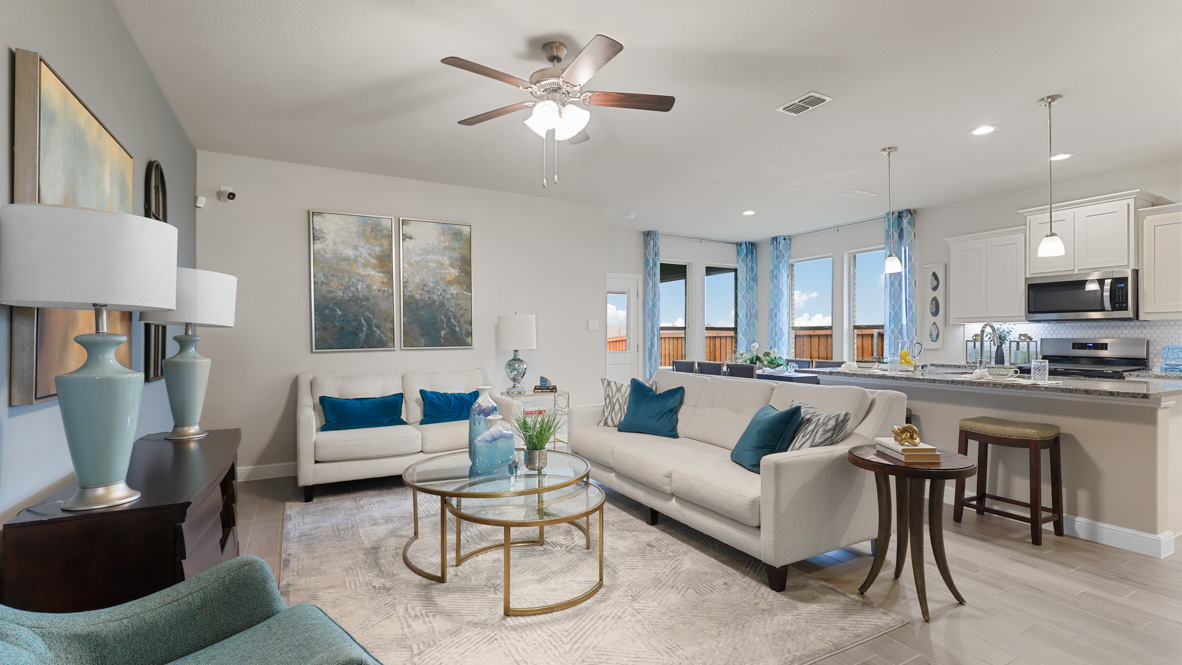 Open concept living, dining, and kitchen