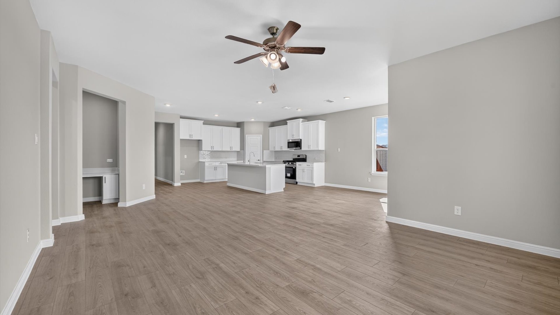 Open kitchen and dining space