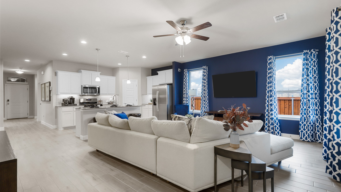 Open kitchen and living area