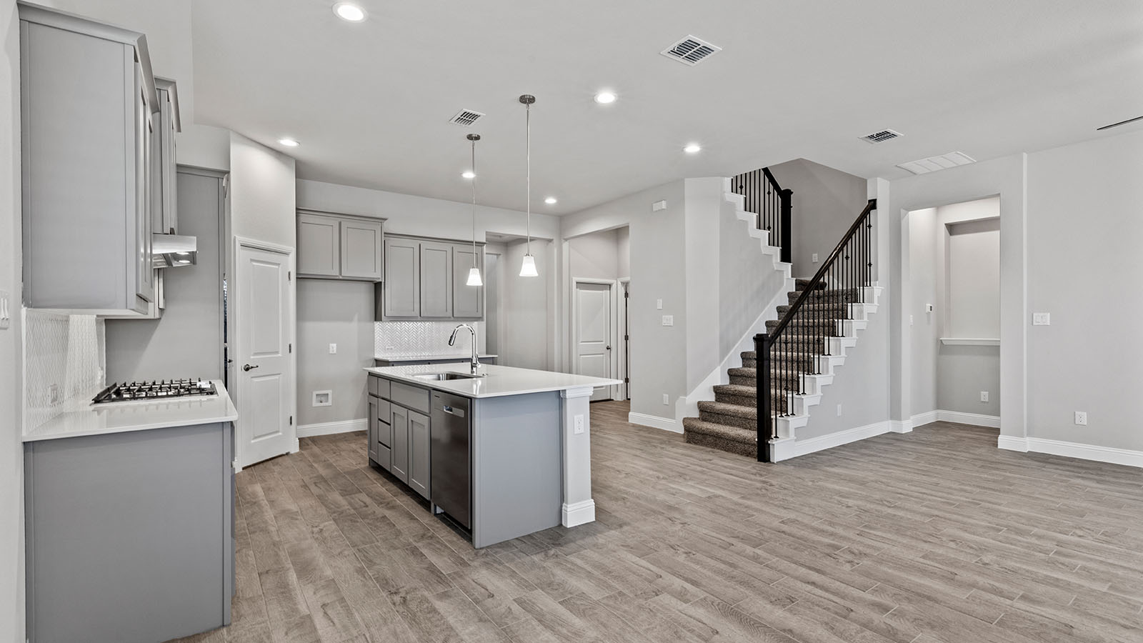 Dining overlooking kitchen and living