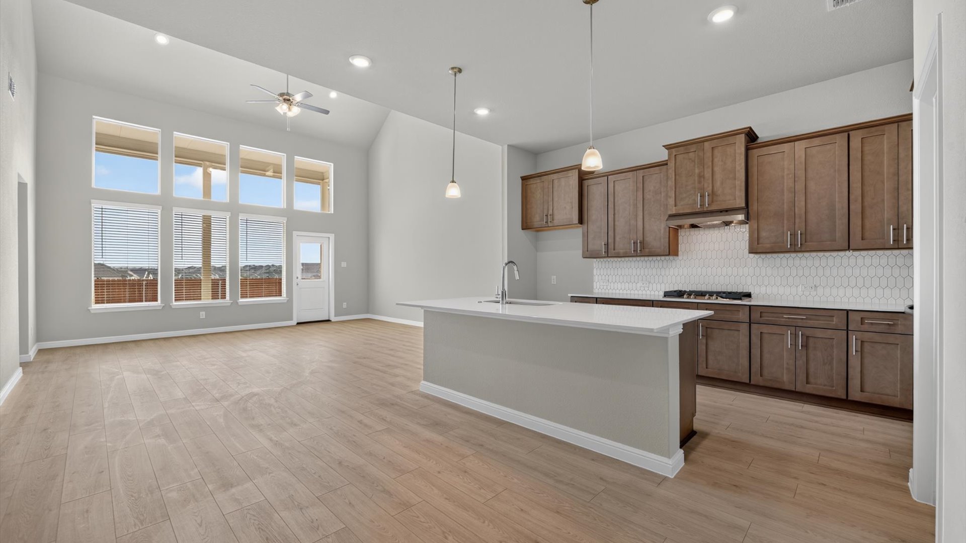 Open kitchen and dining