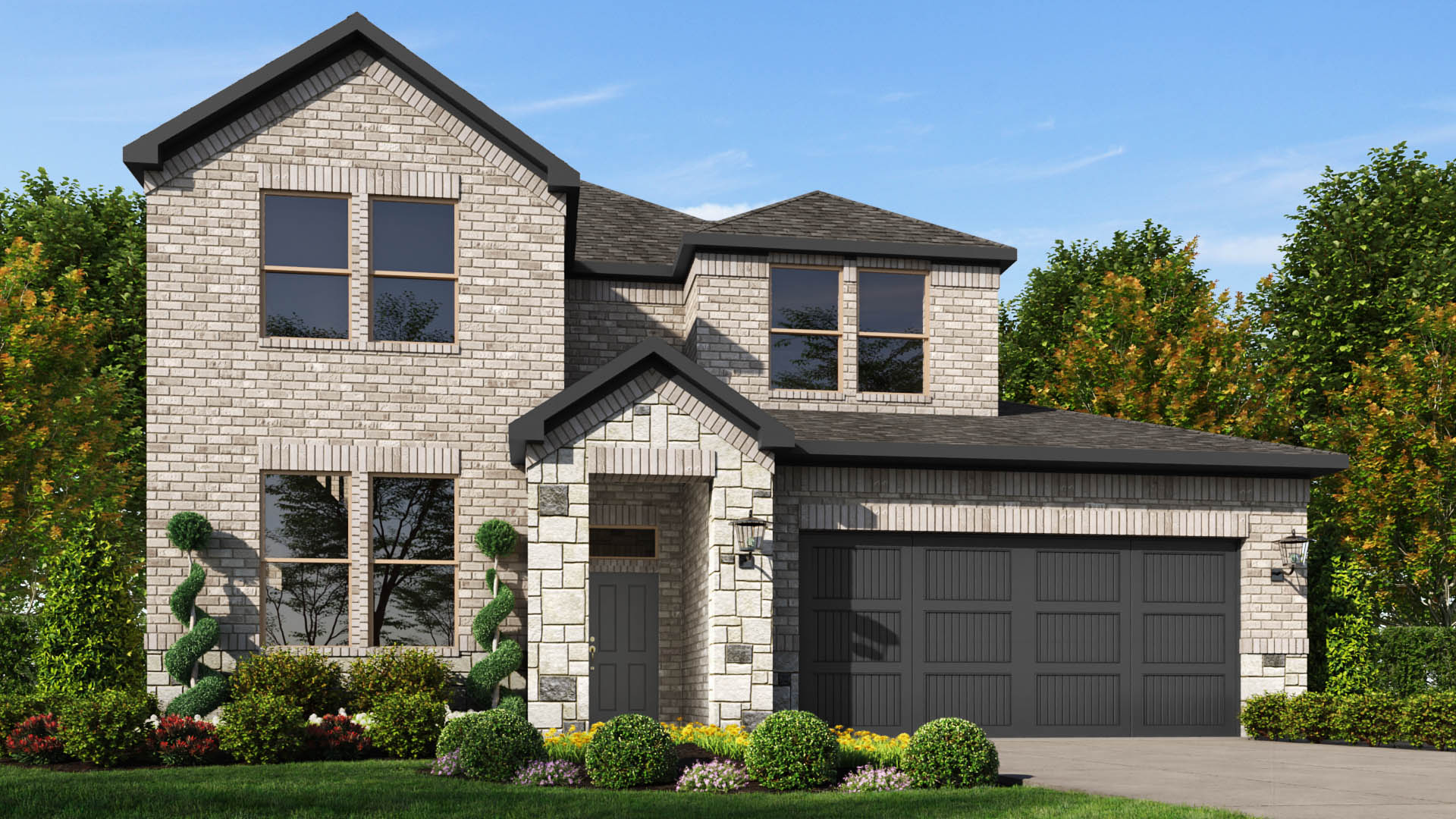 Exterior rendering of two-story classic brick home