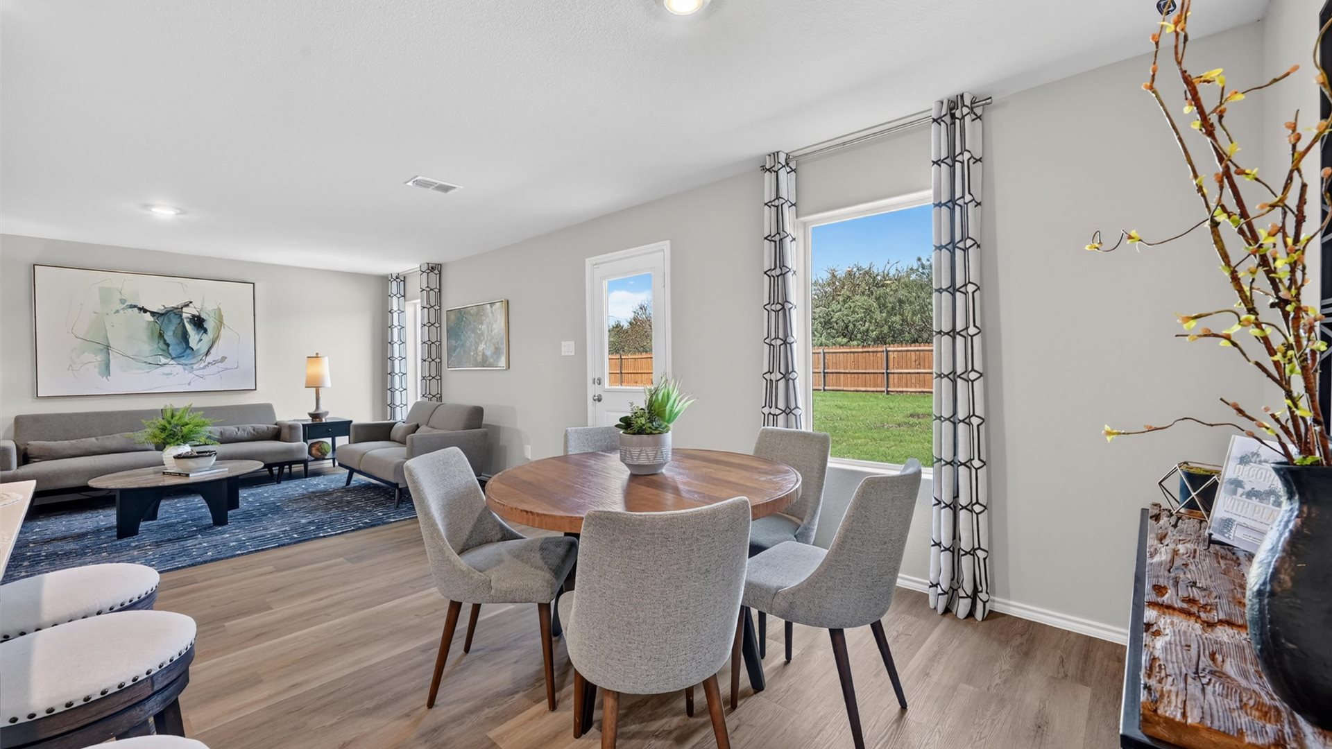 Open dining and living area