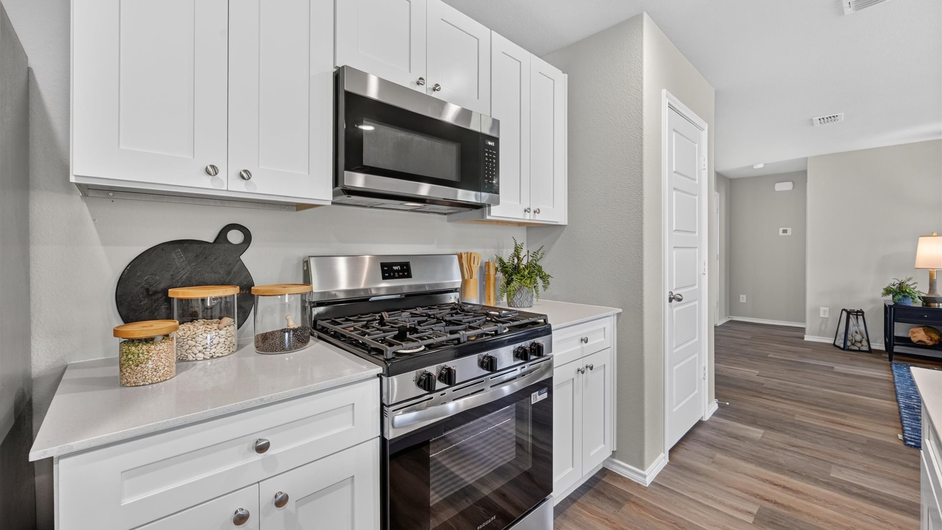 Open kitchen with counter space