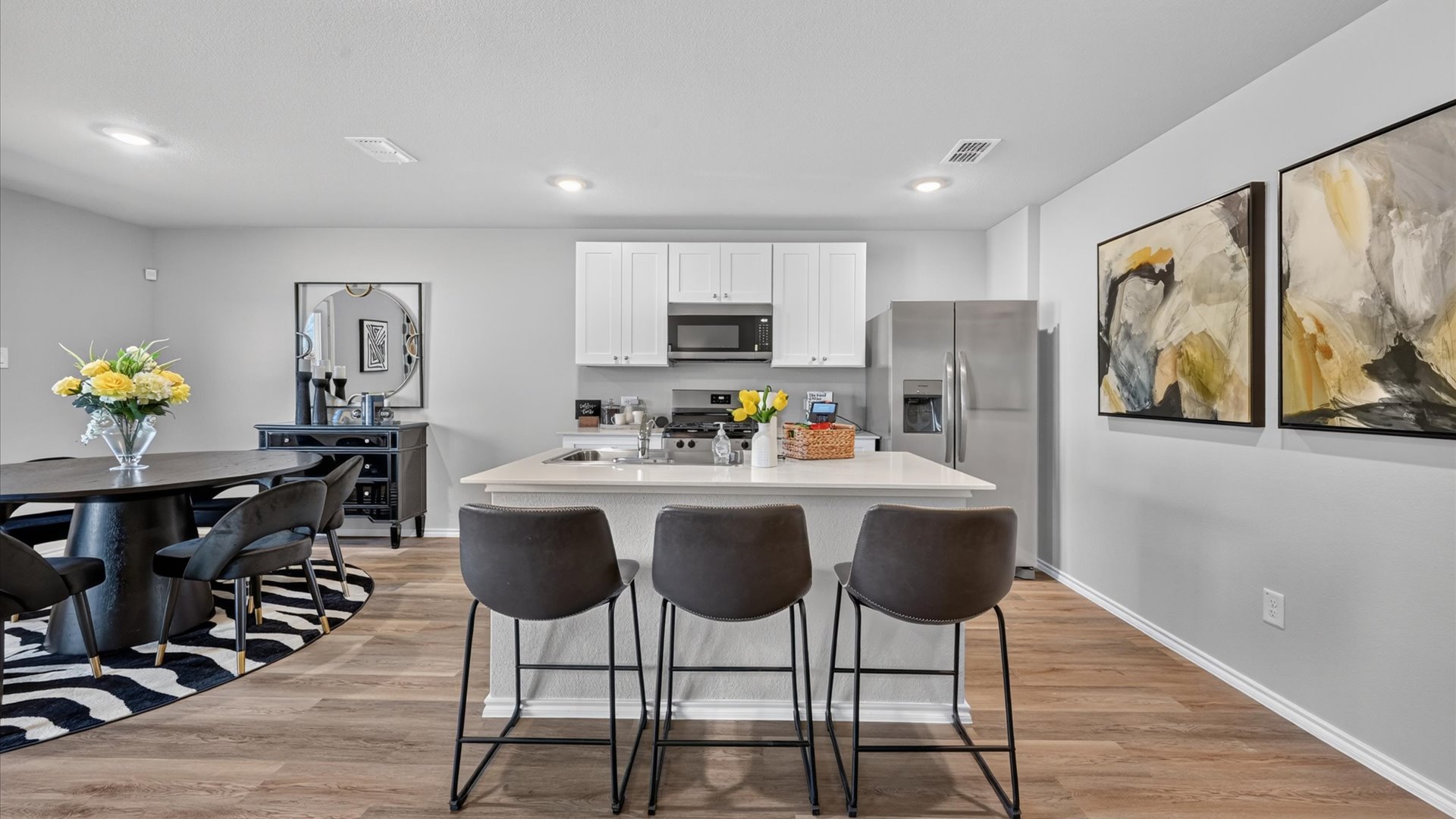 Spacious open kitchen overlooking living area