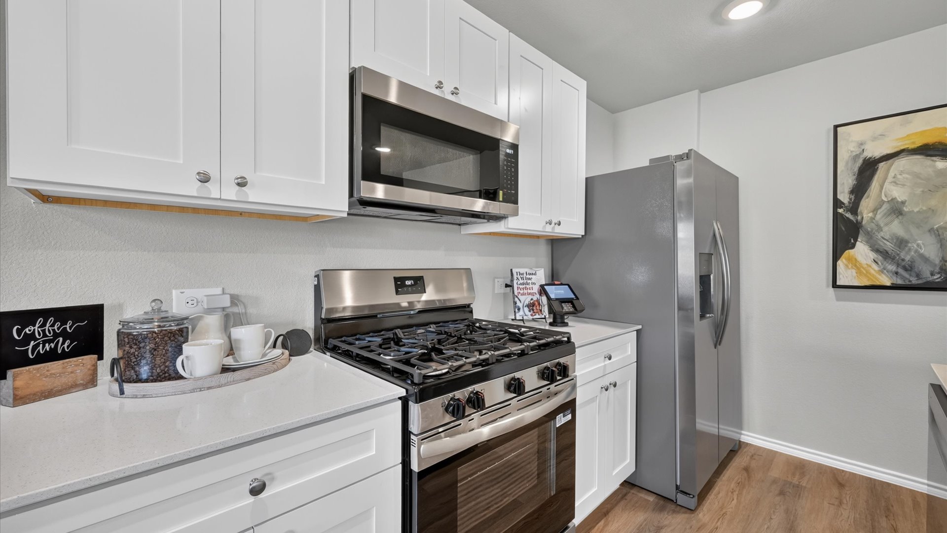 Kitchen with stainless steel appliances