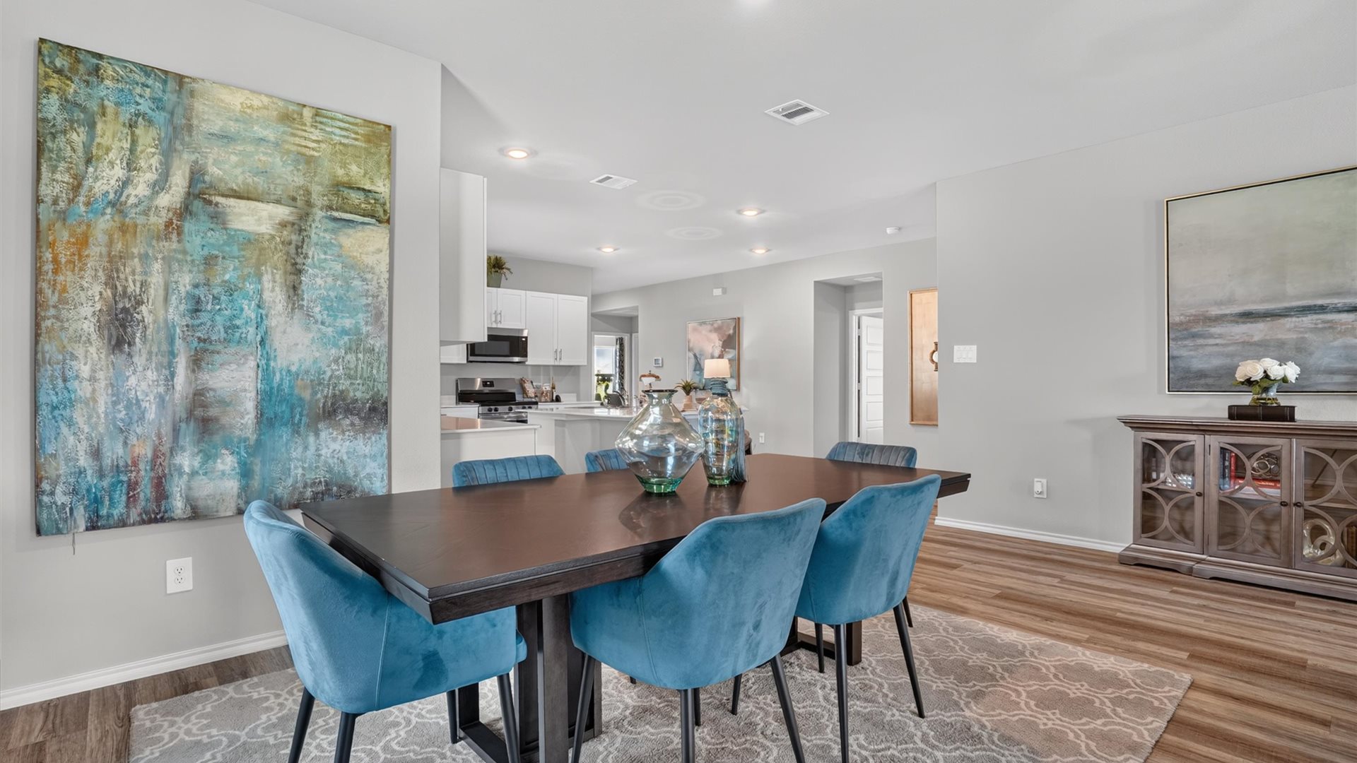 Spacious dining area next to kitchen