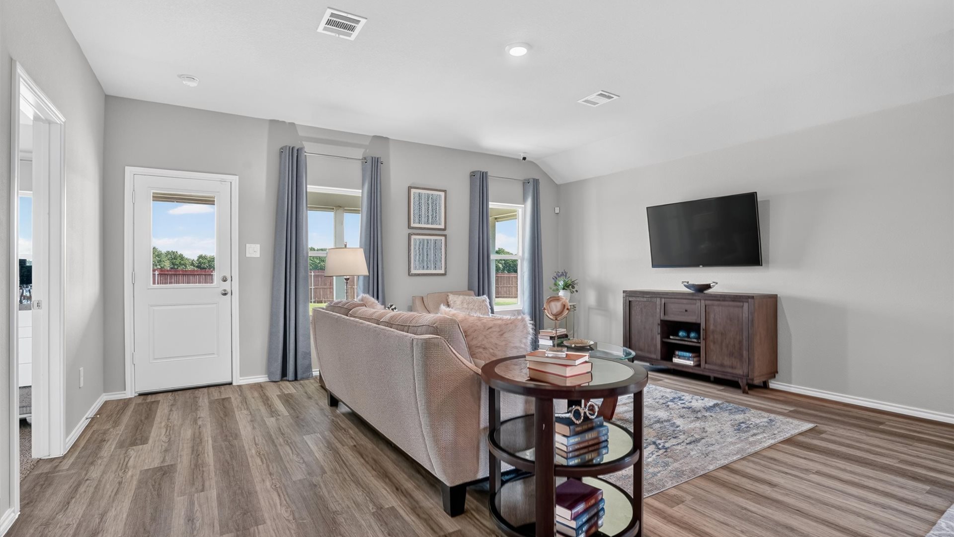 Living area overlooking backyard