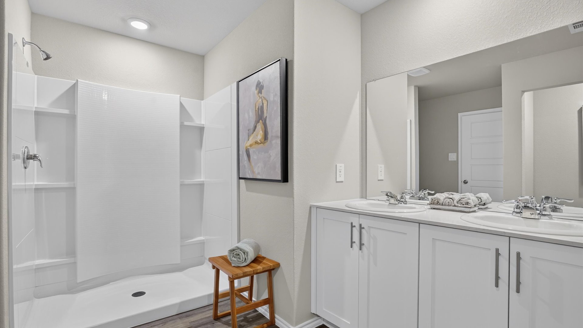 Ensuite bathroom 1 with luxurious shower and spacious vanity with double sinks