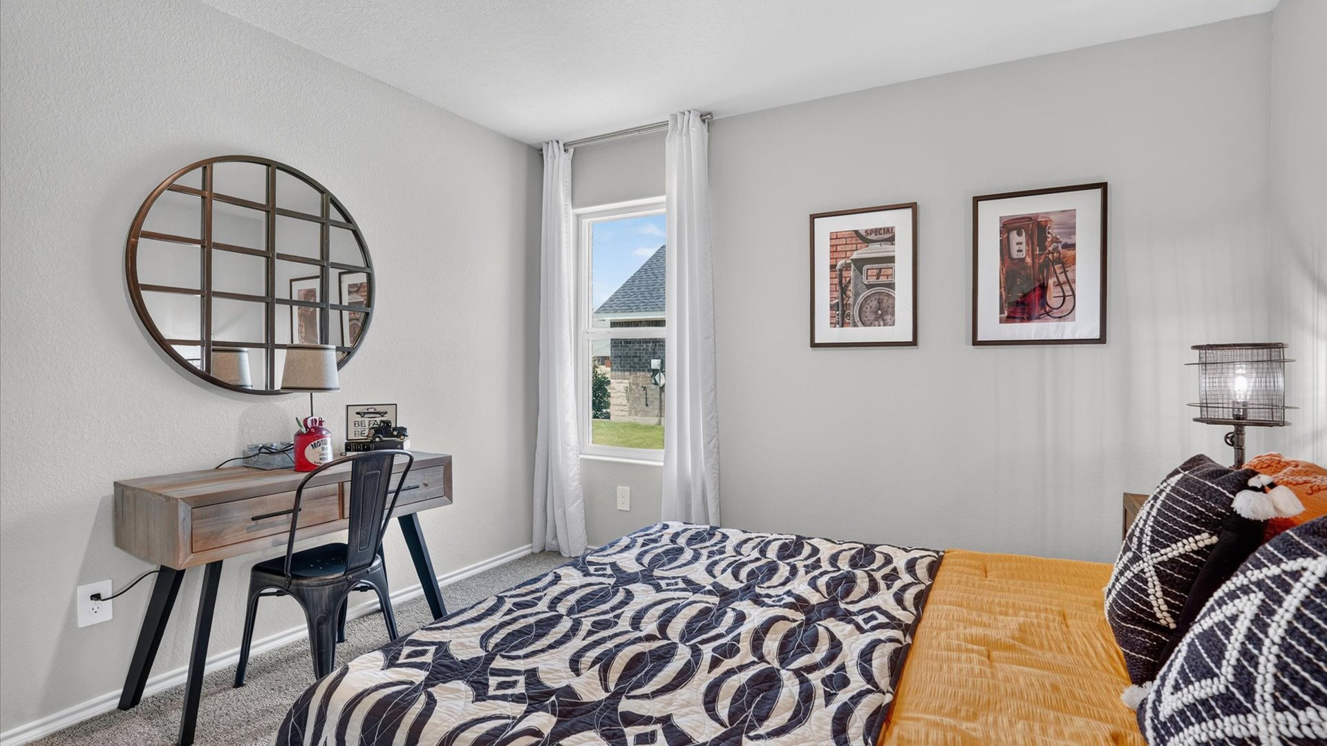 Bed 3 with natural light and plush carpet floors