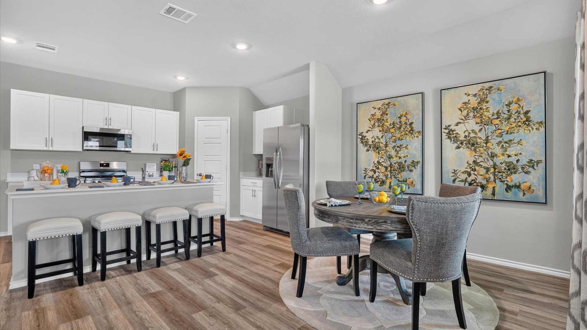 Open dining and kitchen space