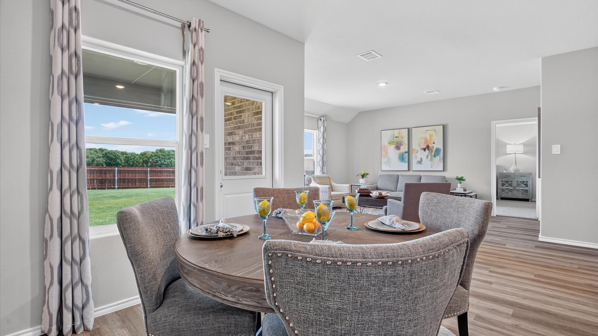 Dining area overlooking living