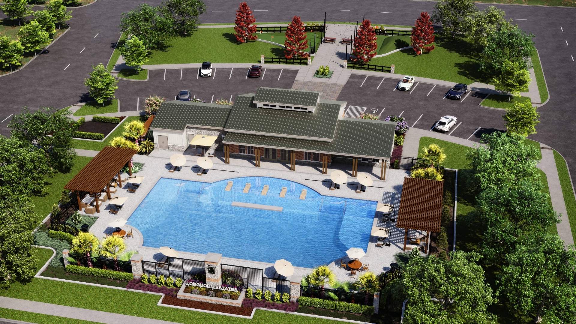 Rendering of planned amenities in Longhorn Estates community