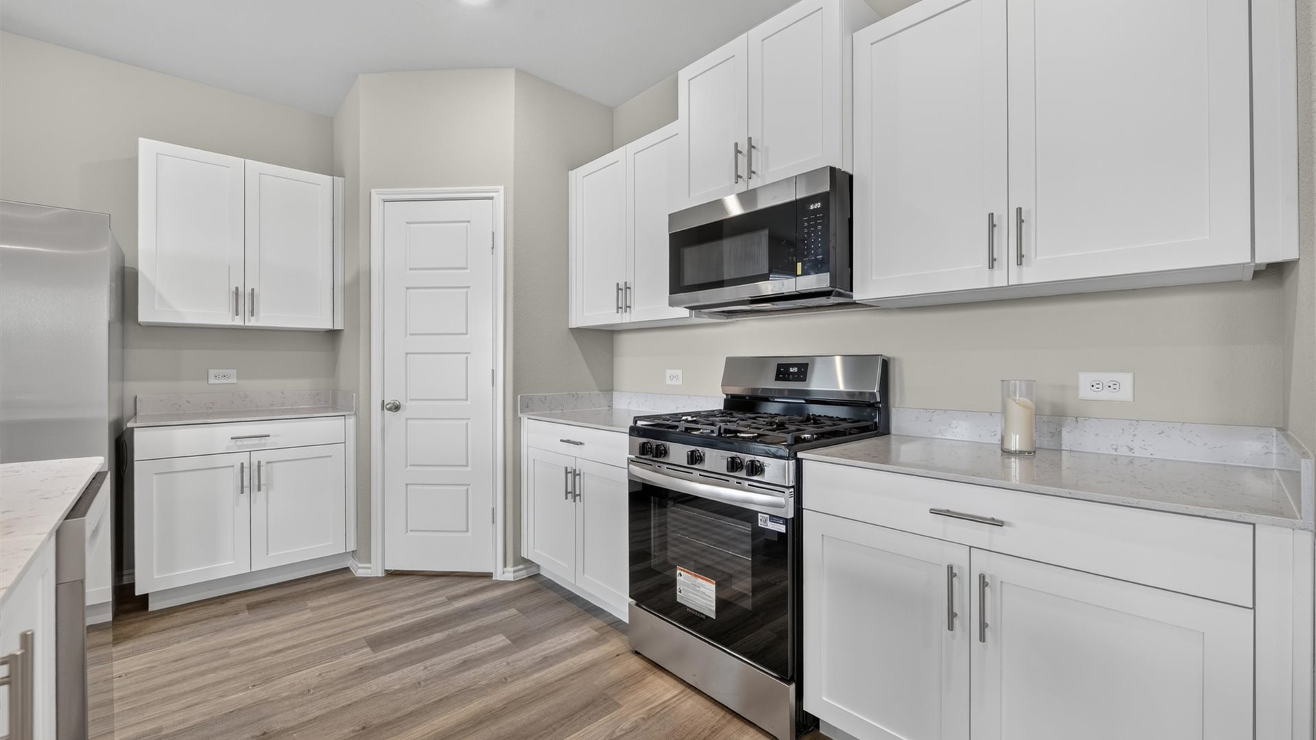 Kitchen with stainless steel appliances