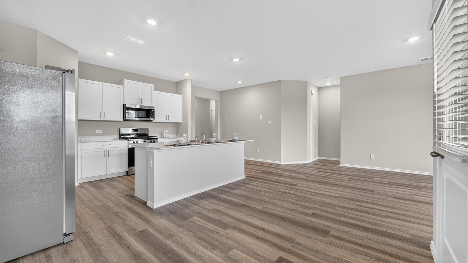 Open kitchen and living area