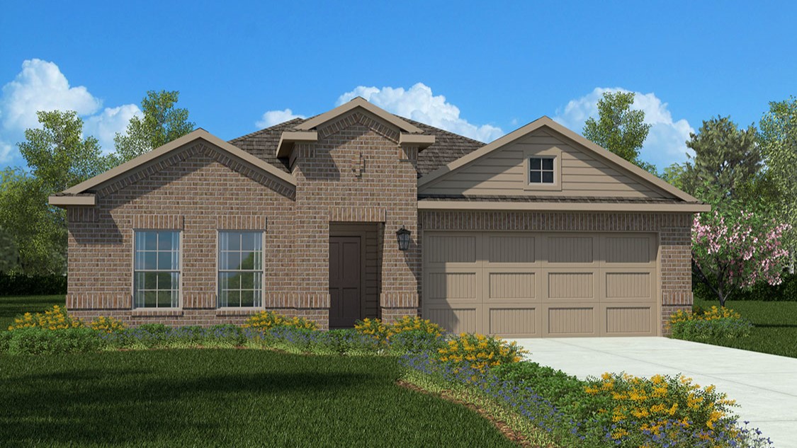 Exterior rendering of single-family timeless brick home