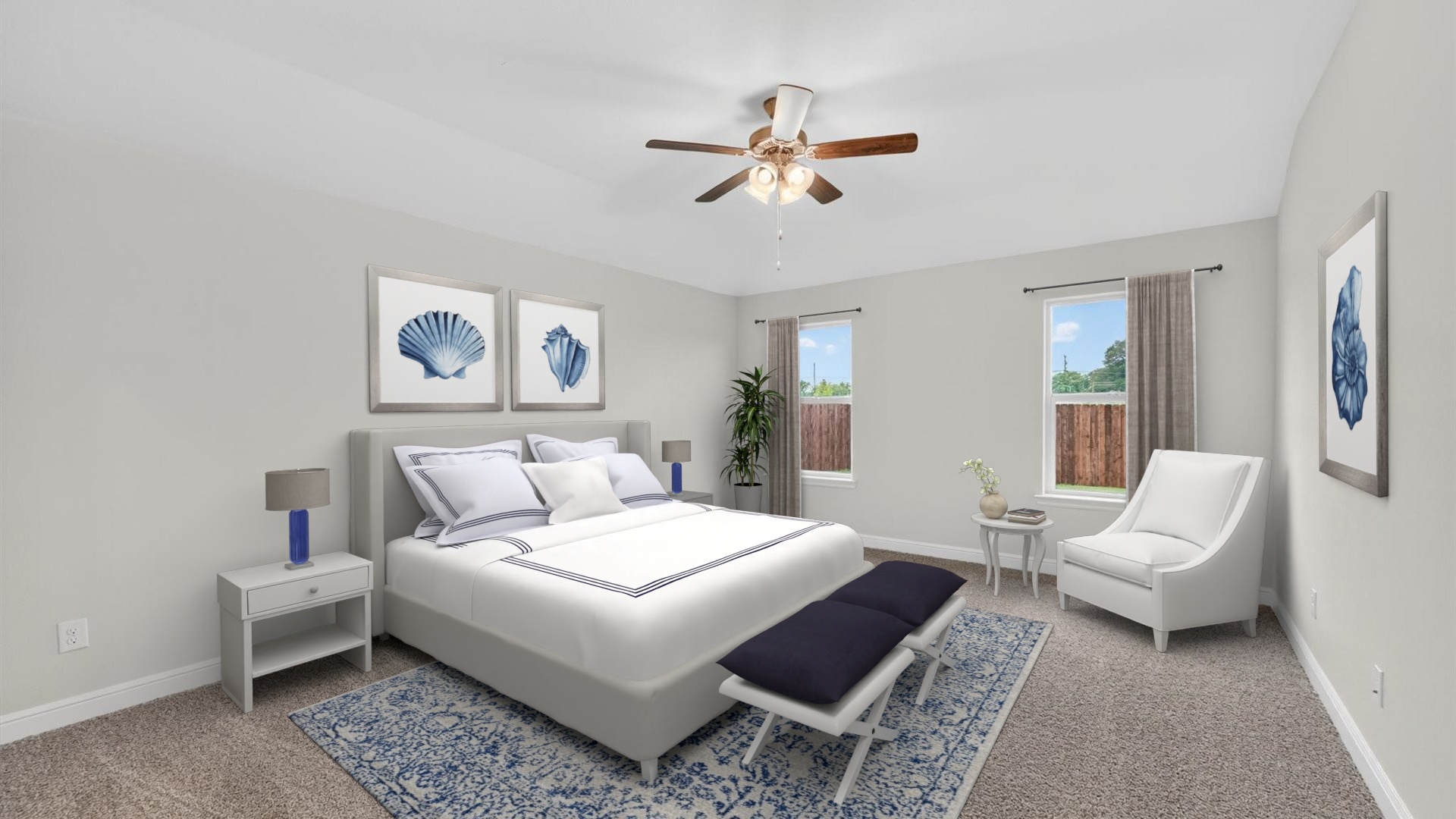 Primary bedroom with ample natural light