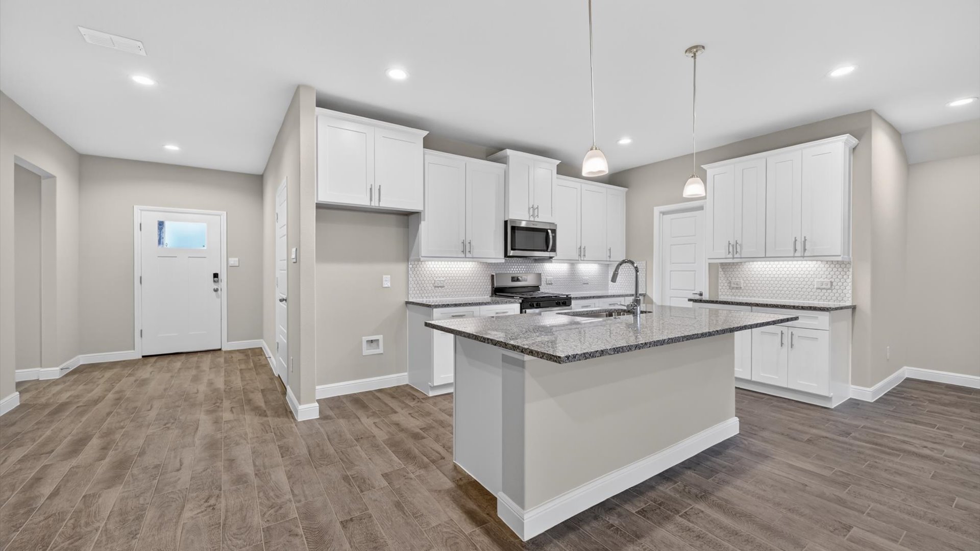 Open kitchen overlooking living room
