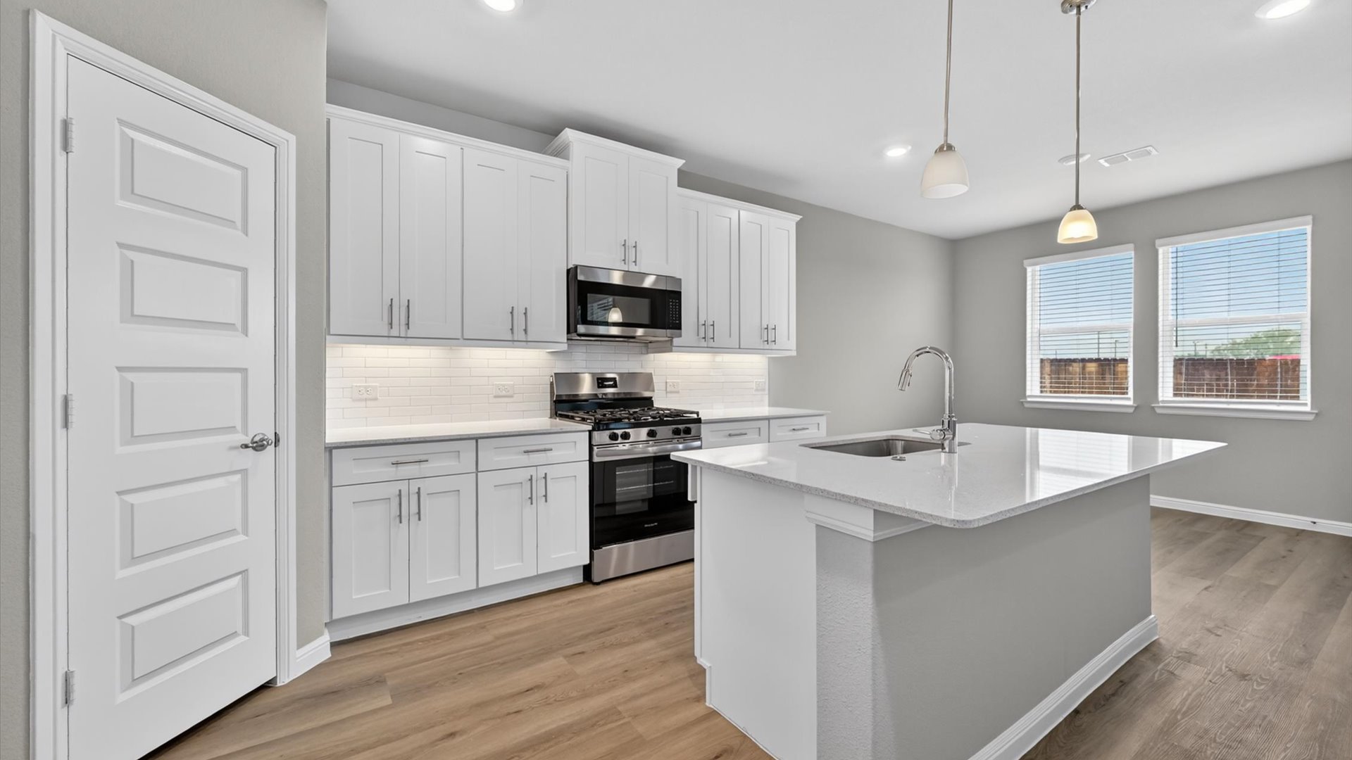 Kitchen overlooking living