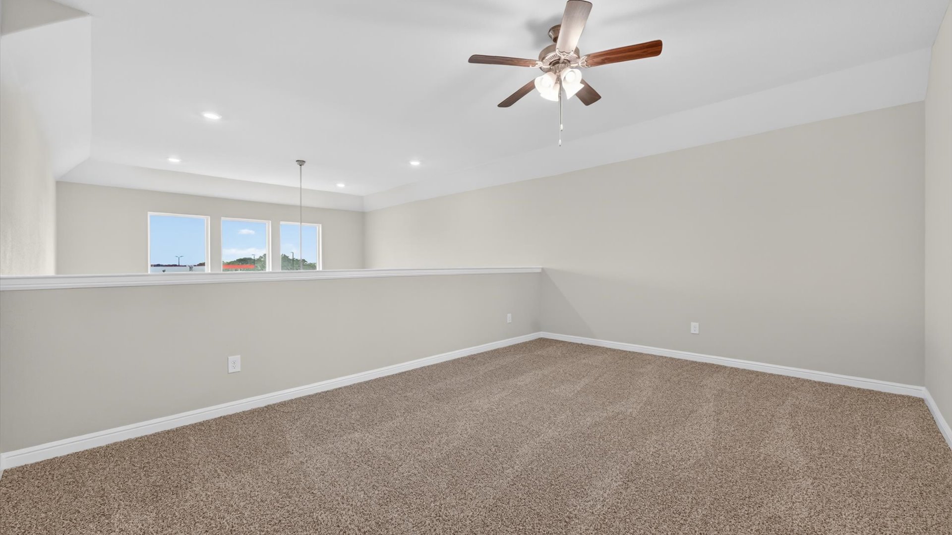 Upstairs landing and game room space