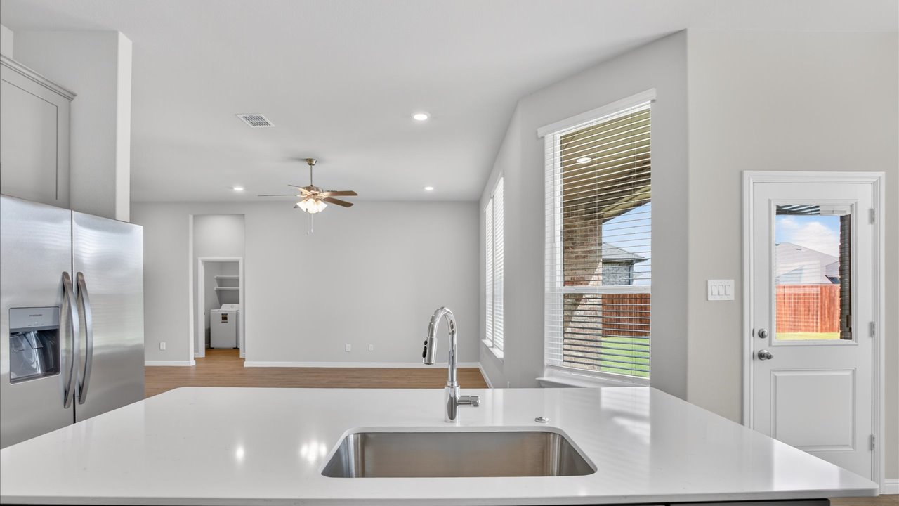 Kitchen overlooking living