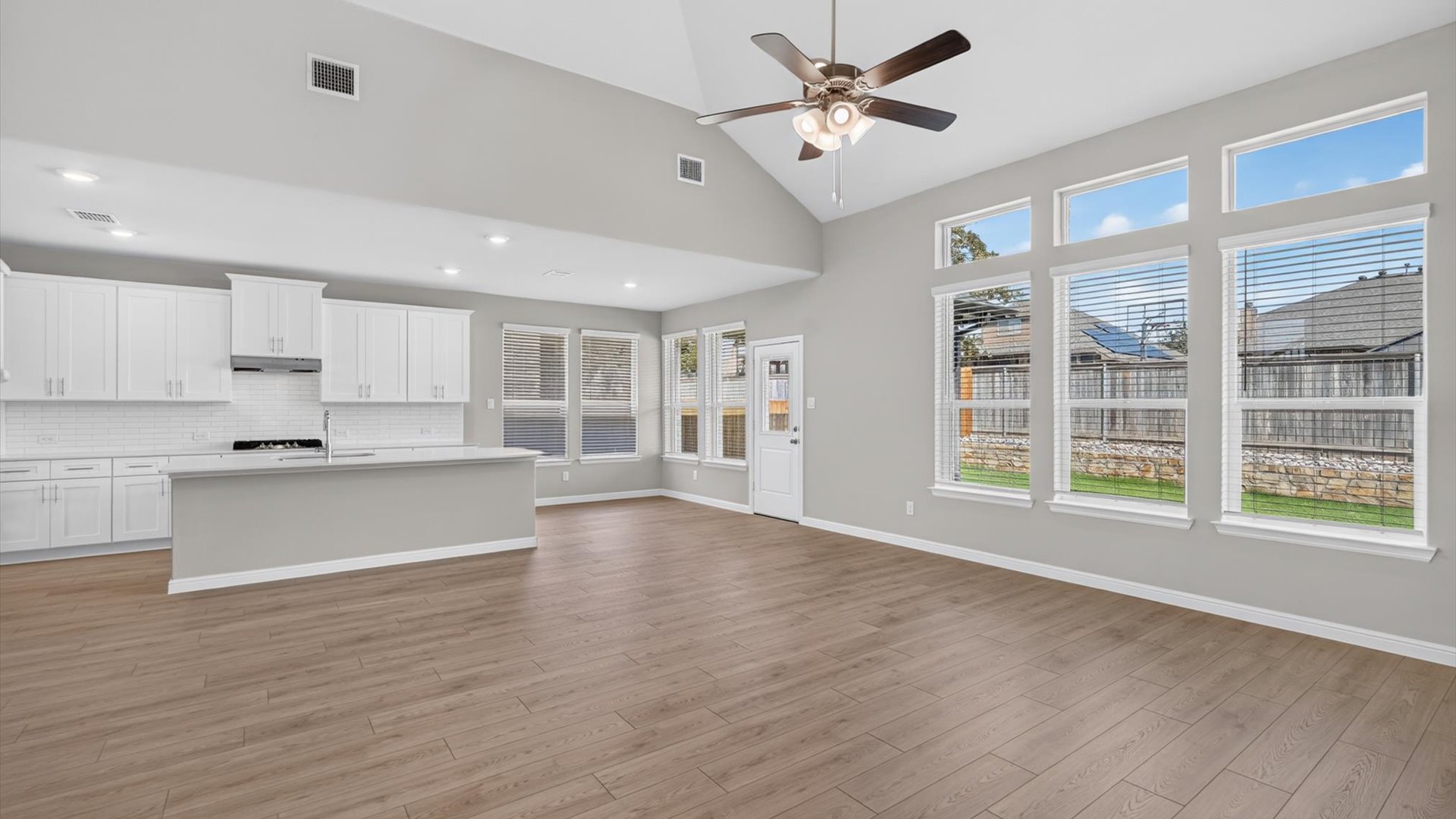 Open kitchen and living area