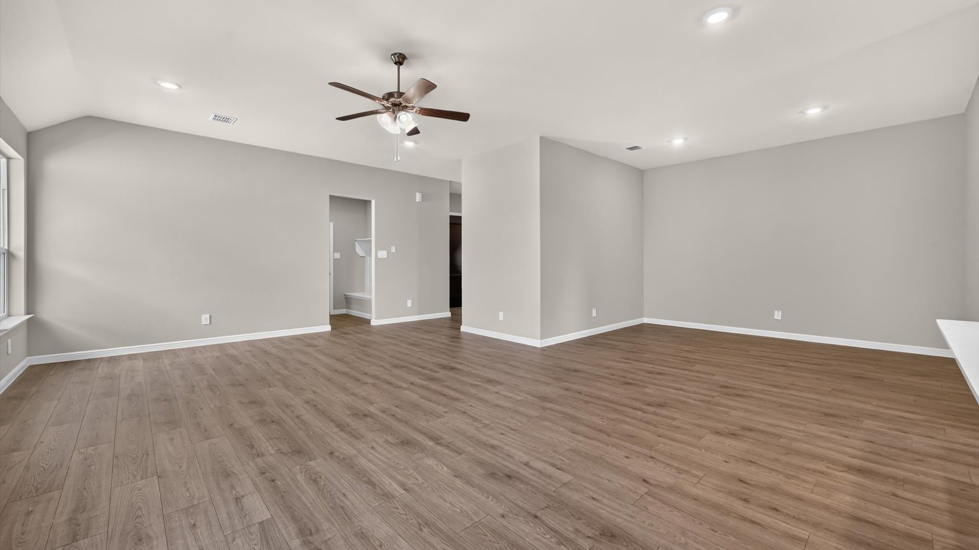 Open dining and living area