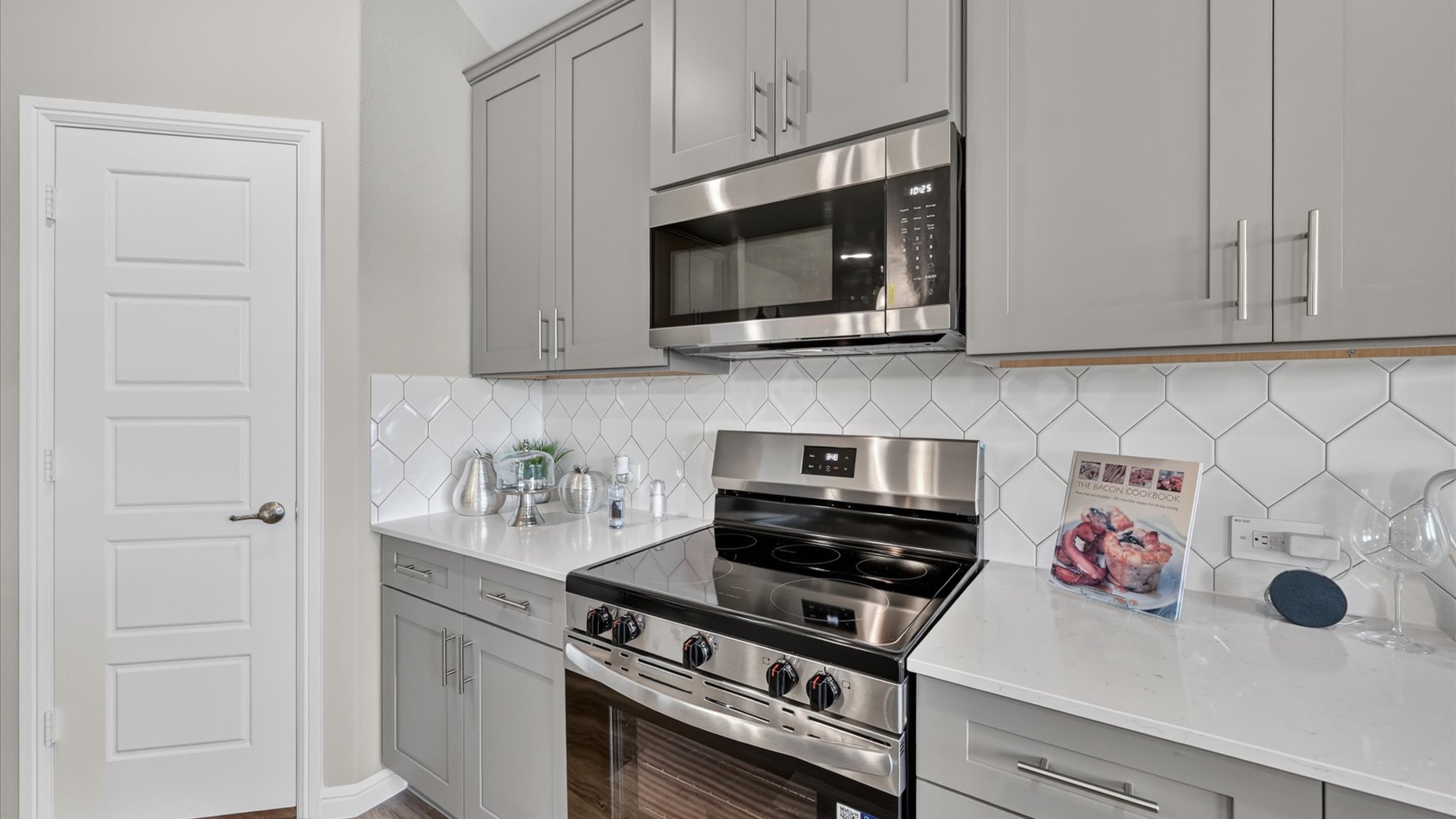 Kitchen with stainless steel appliances