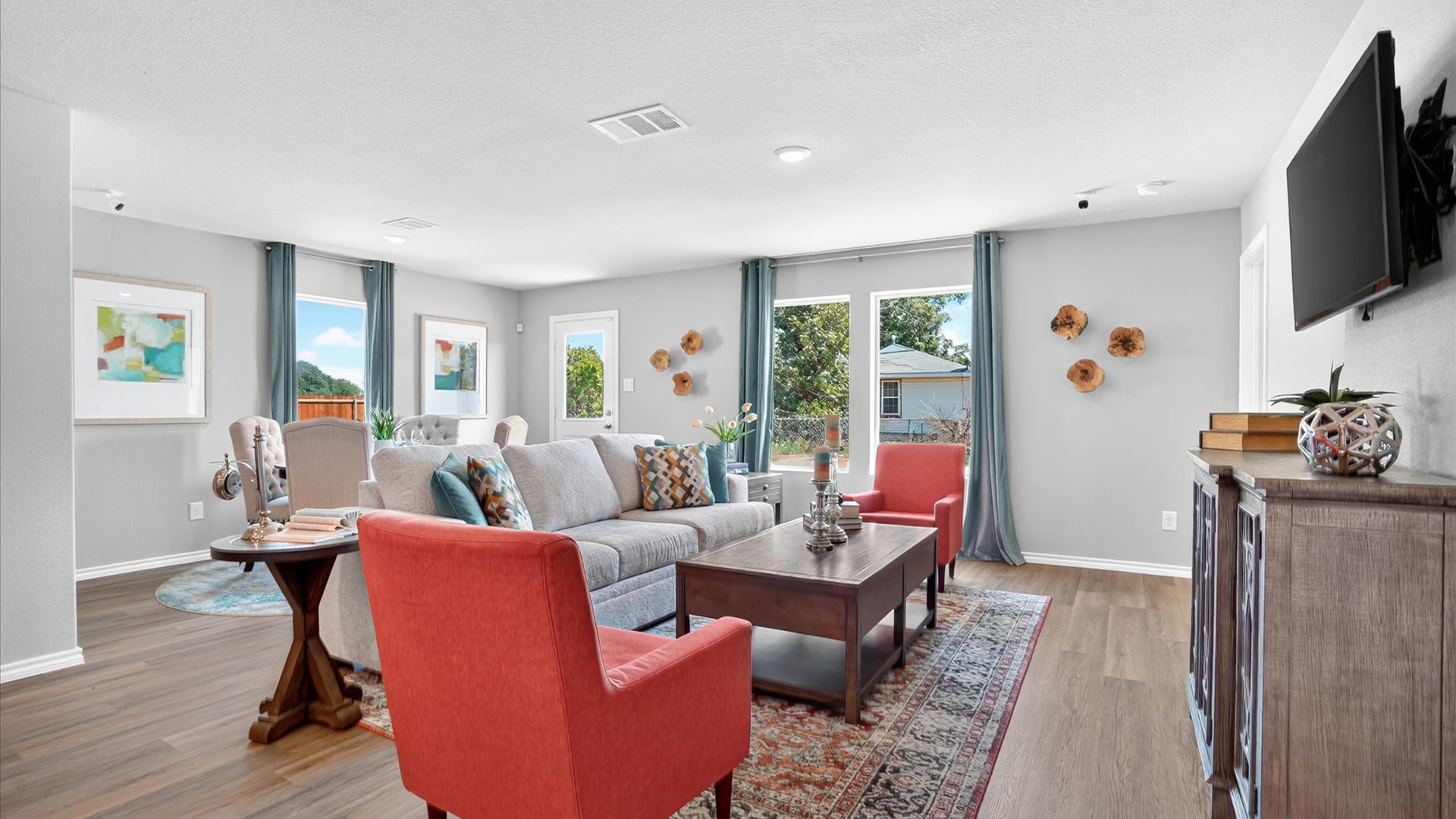 Open concept living and dining