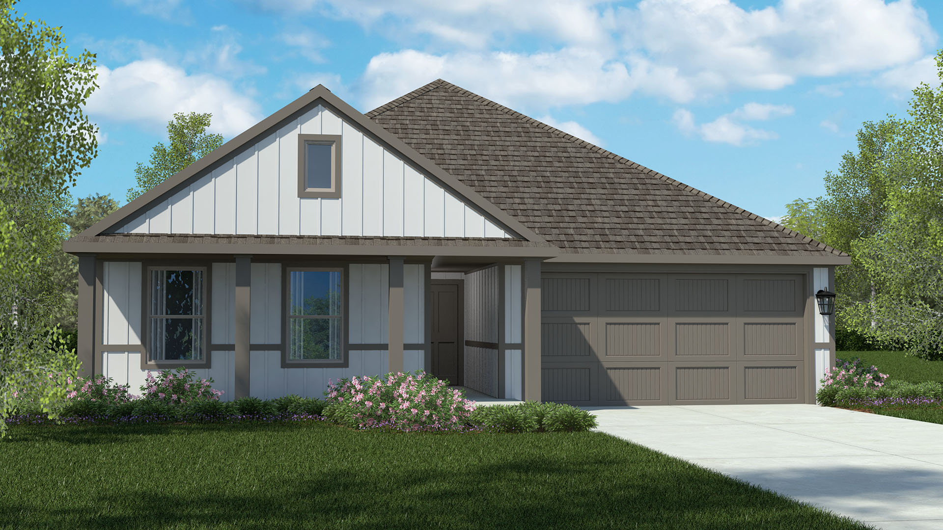Exterior rendering of Bellvue plan elevation V
