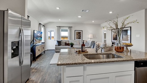 Swenson Heights Lakeway Kitchen 7 Overlooking the Living Room