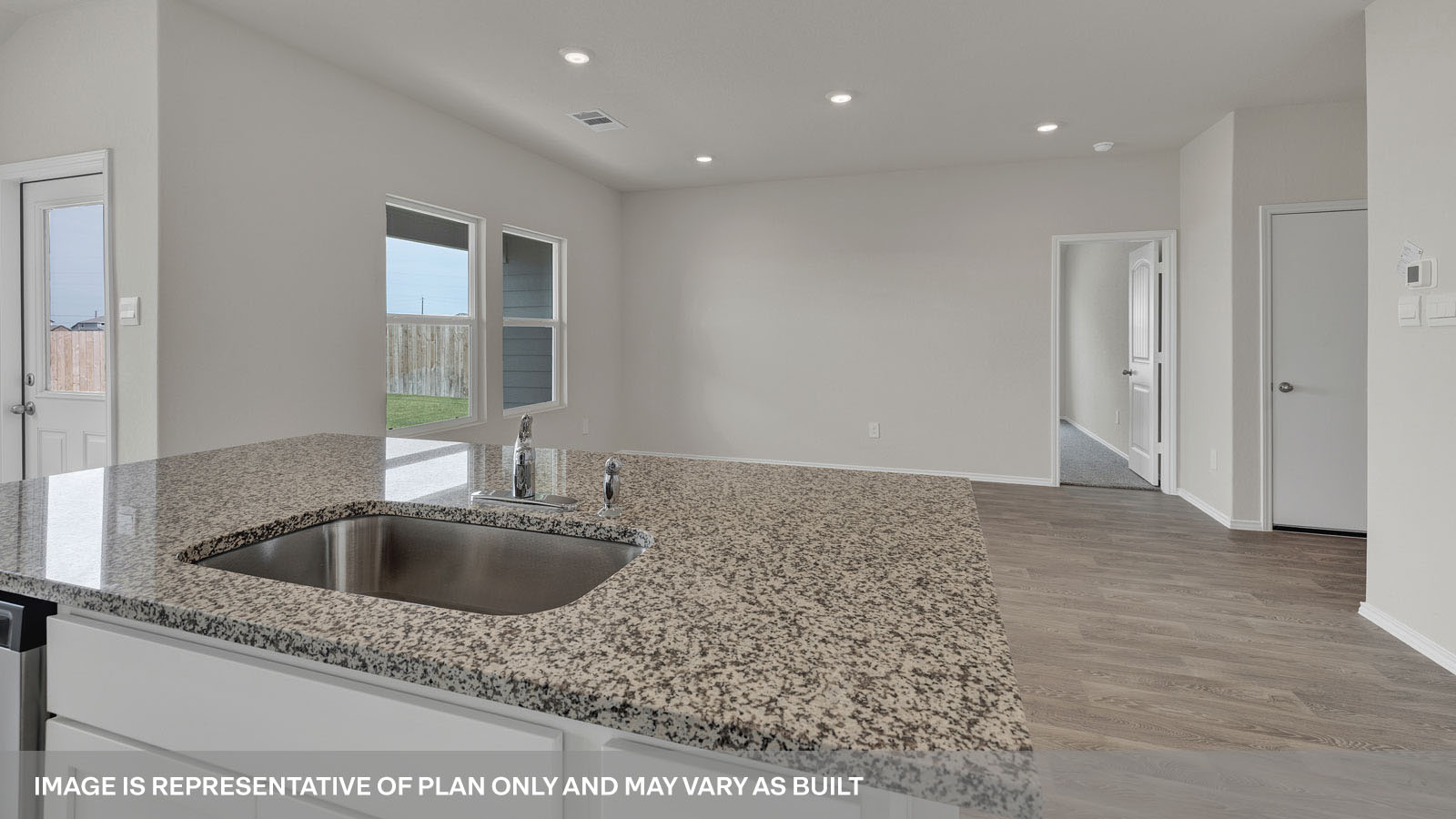 Kitchen island overlooking the living room.
