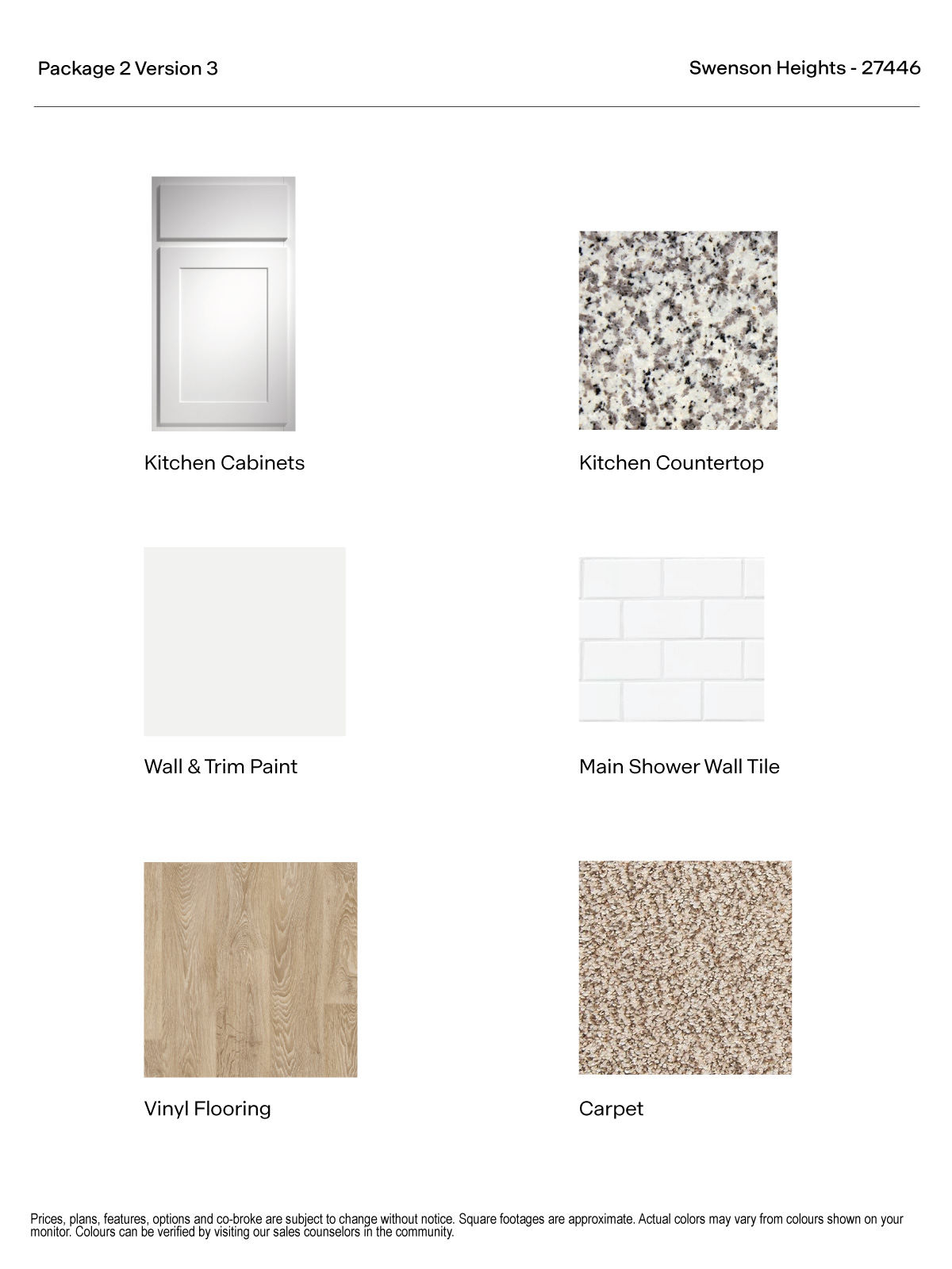 Swenson Version 3 Package 2 - White cabinets, granite countertops, and vinyl flooring