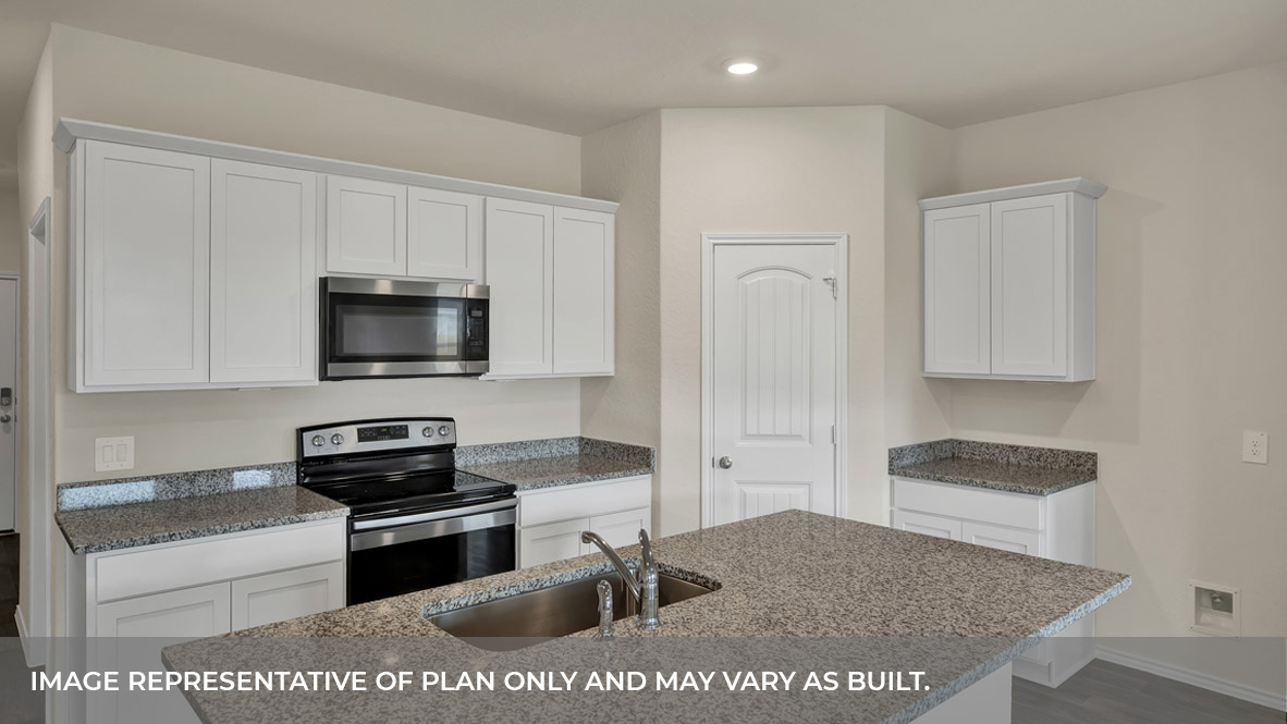 Kitchen with white cabinets and kitchen island.