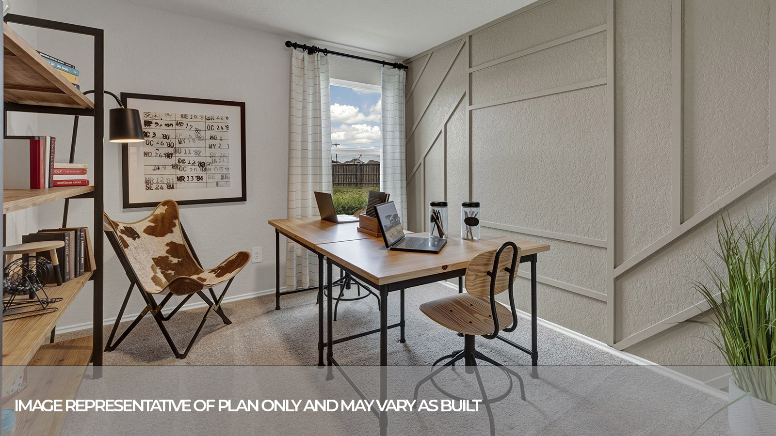 Study with carpeting and one window.