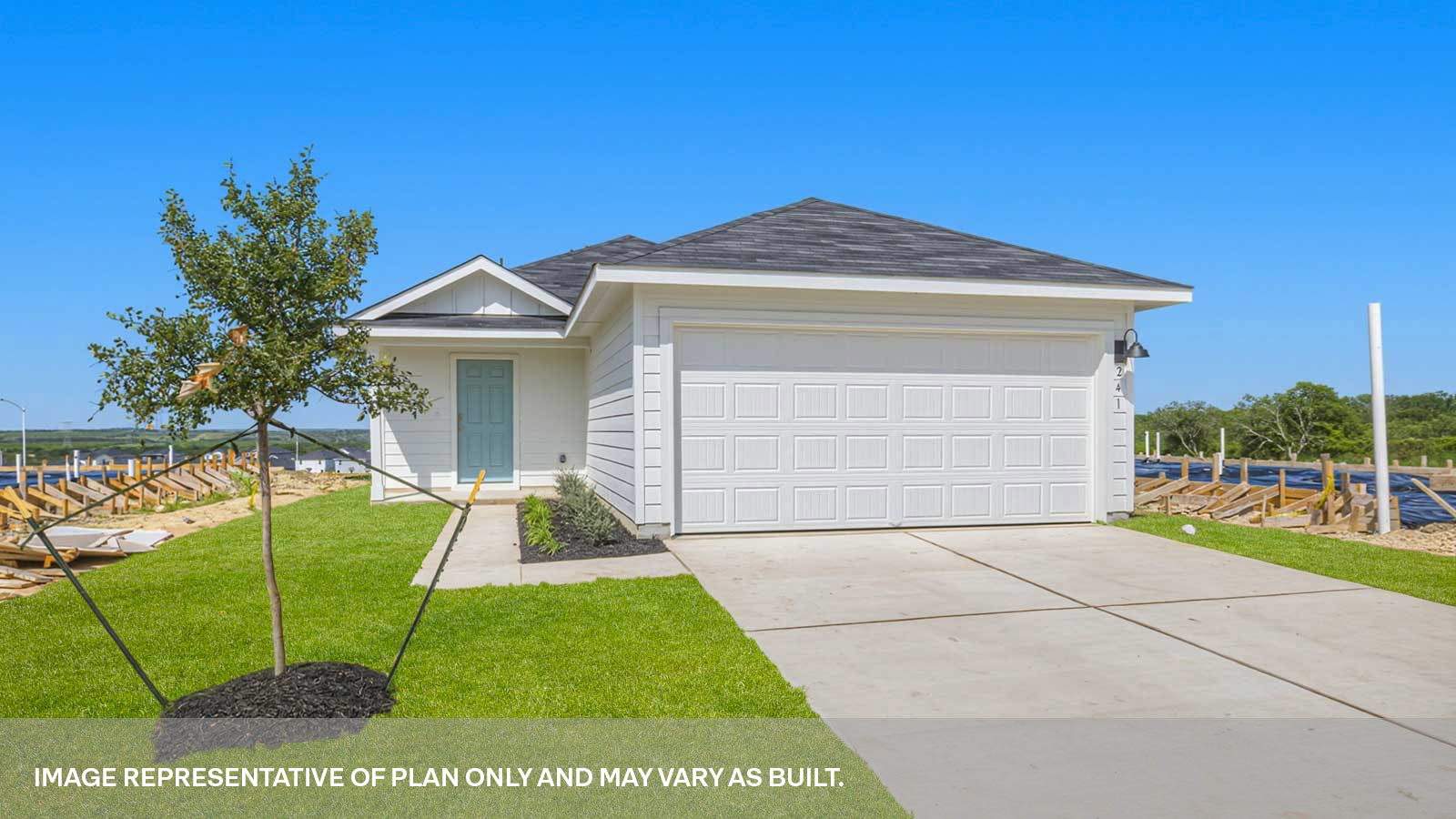 Single-story with farmhouse exteriors.