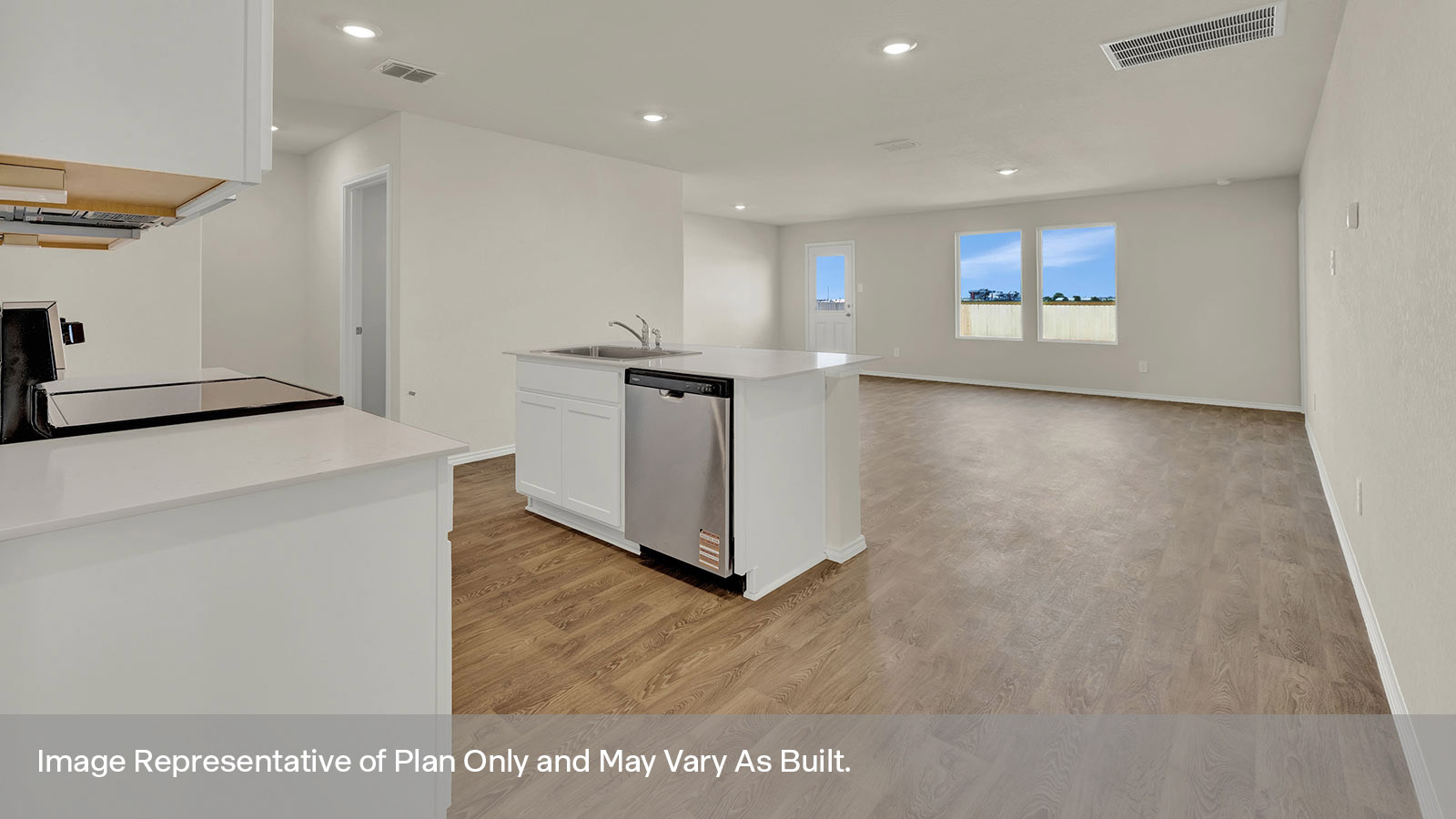 Kitchen island overlooking the dining room.