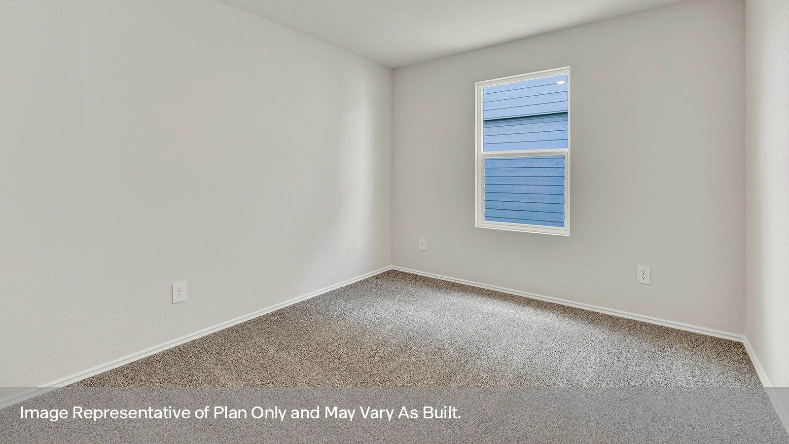 Secondary bedroom with carpeting and one window.
